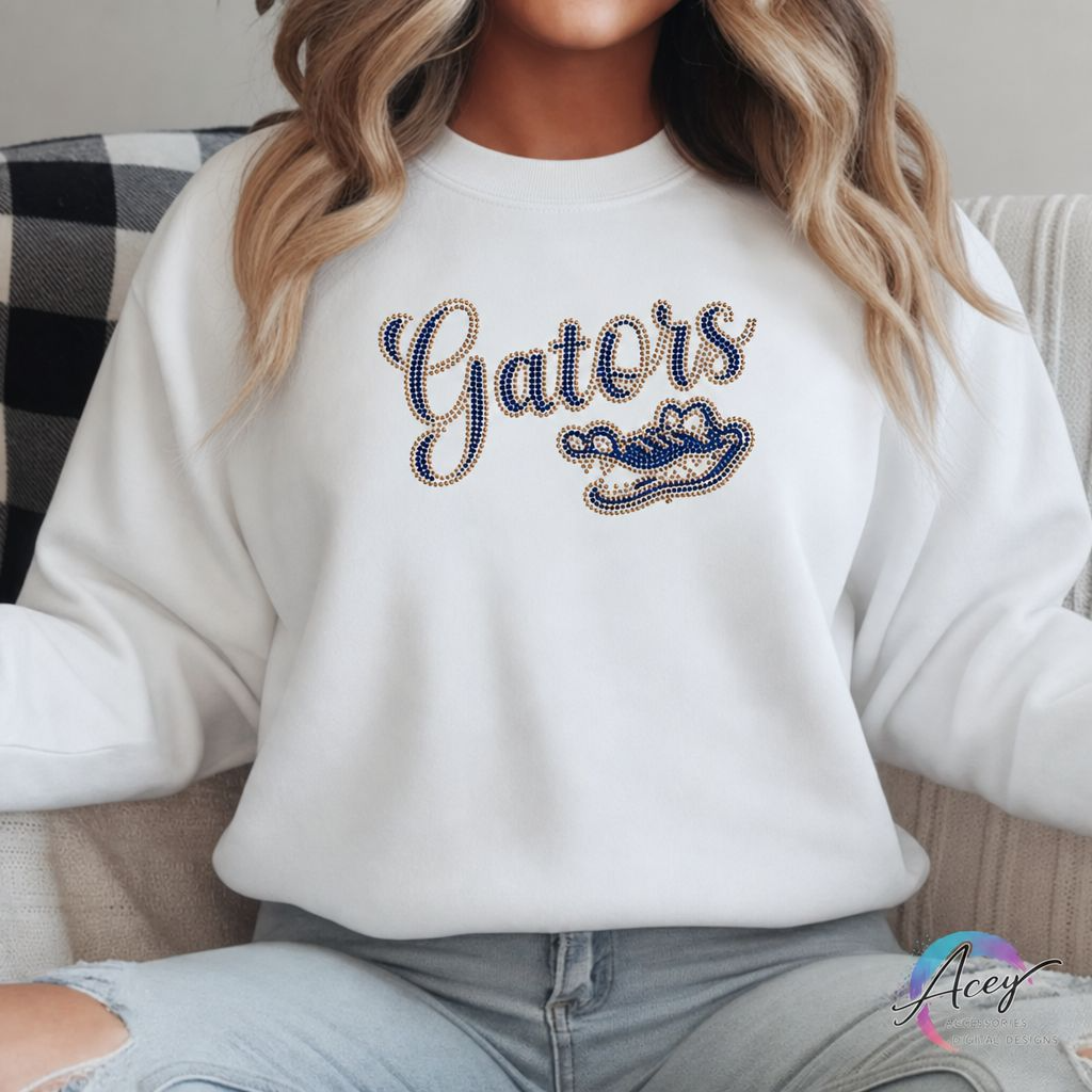 Gators & Gator Head Rhinestone Crew Neck Sweatshirt
